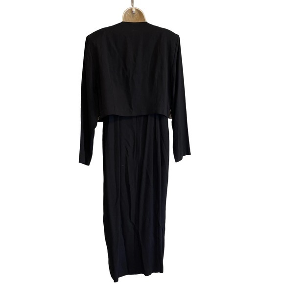 Jaclyn Hart Black with Tan Embroidery Tank Maxi Dress & Jacket Large - Picture 3 of 9